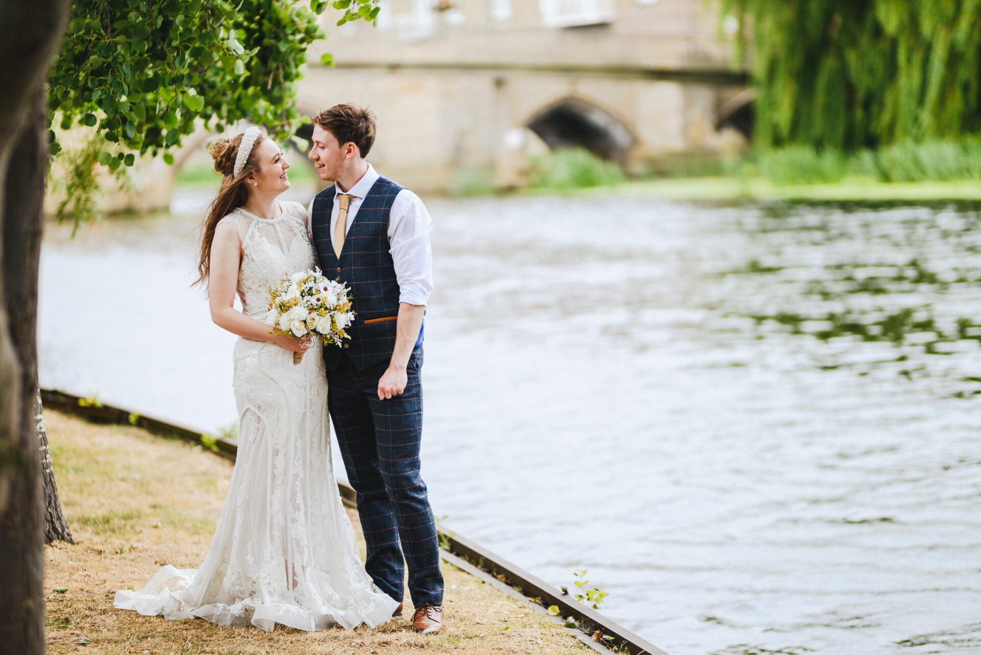 Wedding photo shoot by the river Great Ouse in Peterborough.